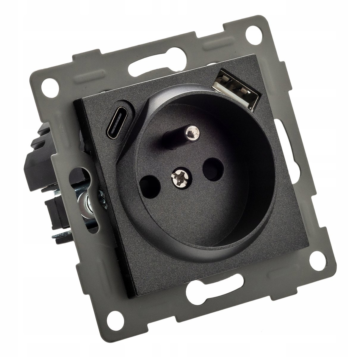 Gniazdko do ramek czarne 230V z BOLCEM USB + USB C