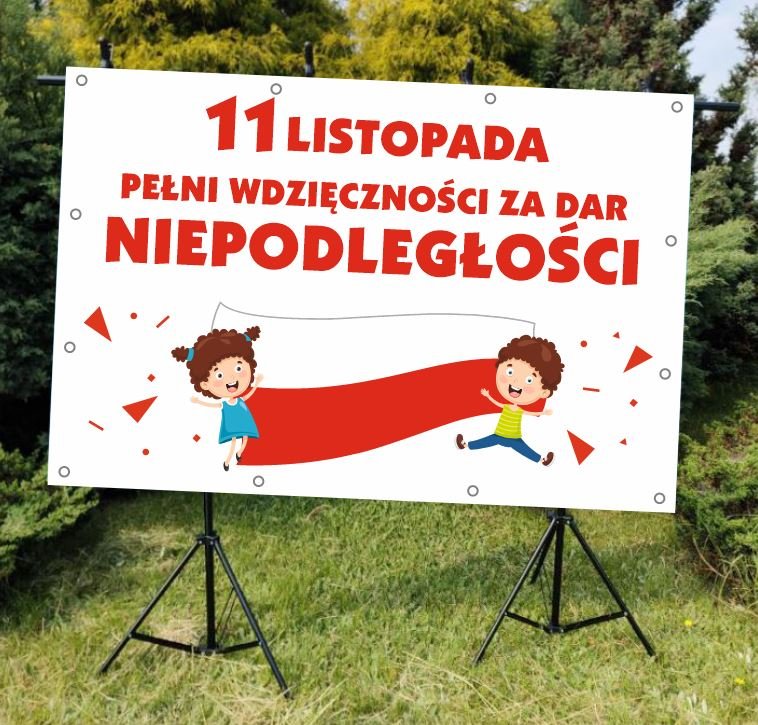 ŚWIĘTO NIEPODLEGŁOŚCI 150x100cm - Z DZIEĆMI - BANER DO SZKOŁY I PRZEDSZKOLA