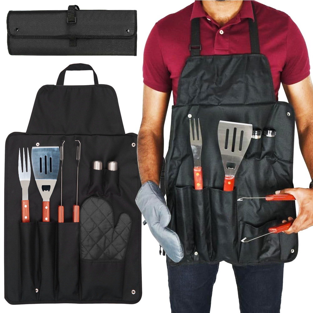 FARTUCH ZESTAW DO GRILLA GRILLOWANIA ETUI BBQ 7SZT