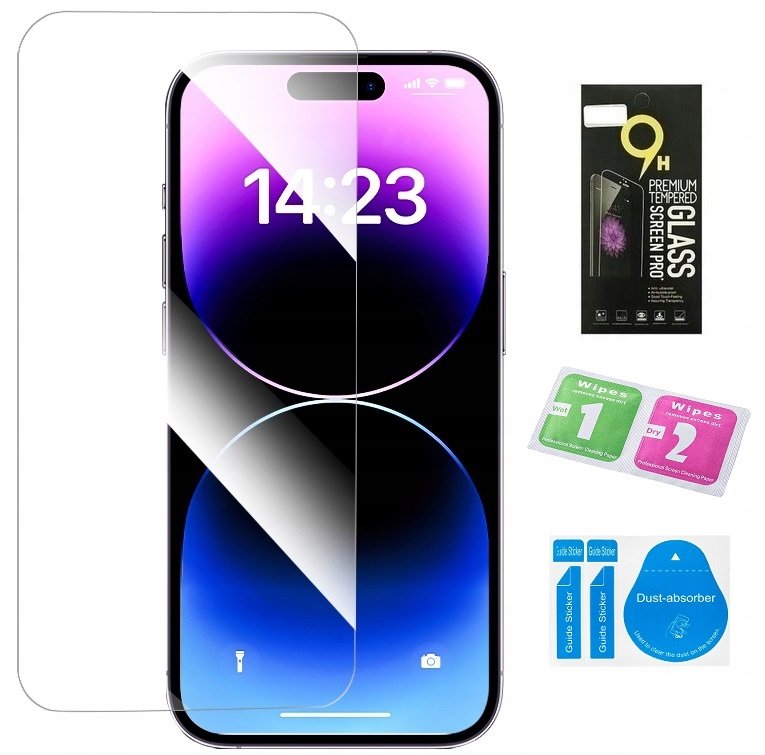 SZYBKA 9H SZKŁO HARTOWANE do iPhone 15 PRO ZESTAW