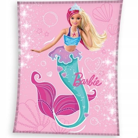 kocyk koc welur puchaty Barbie 130X170