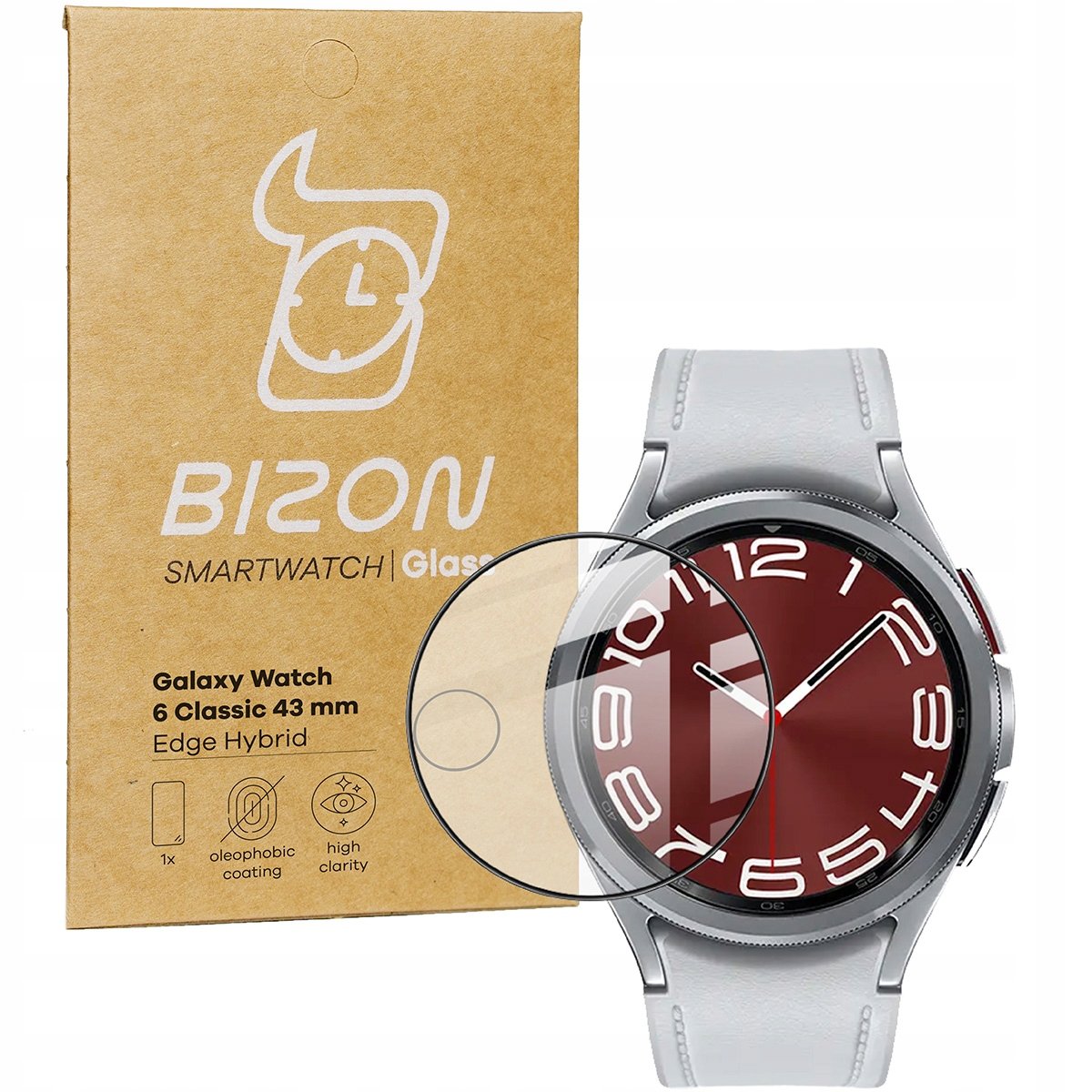 Szkło Hybrydowe Bizon Glass Watch Edge Hybrid Dla Galaxy Watch 6 Classic 43Mm, Czarne