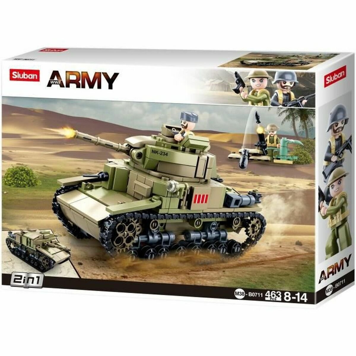 Zdjęcia - Klocki Sluban Army M38-B0711 Włoski czołg średni 2w1 