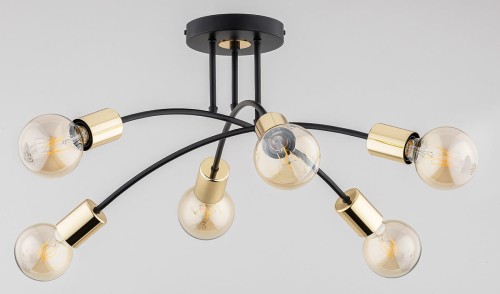 Tilan lampa sufitowa 6-punktowa czarna/złota 63169