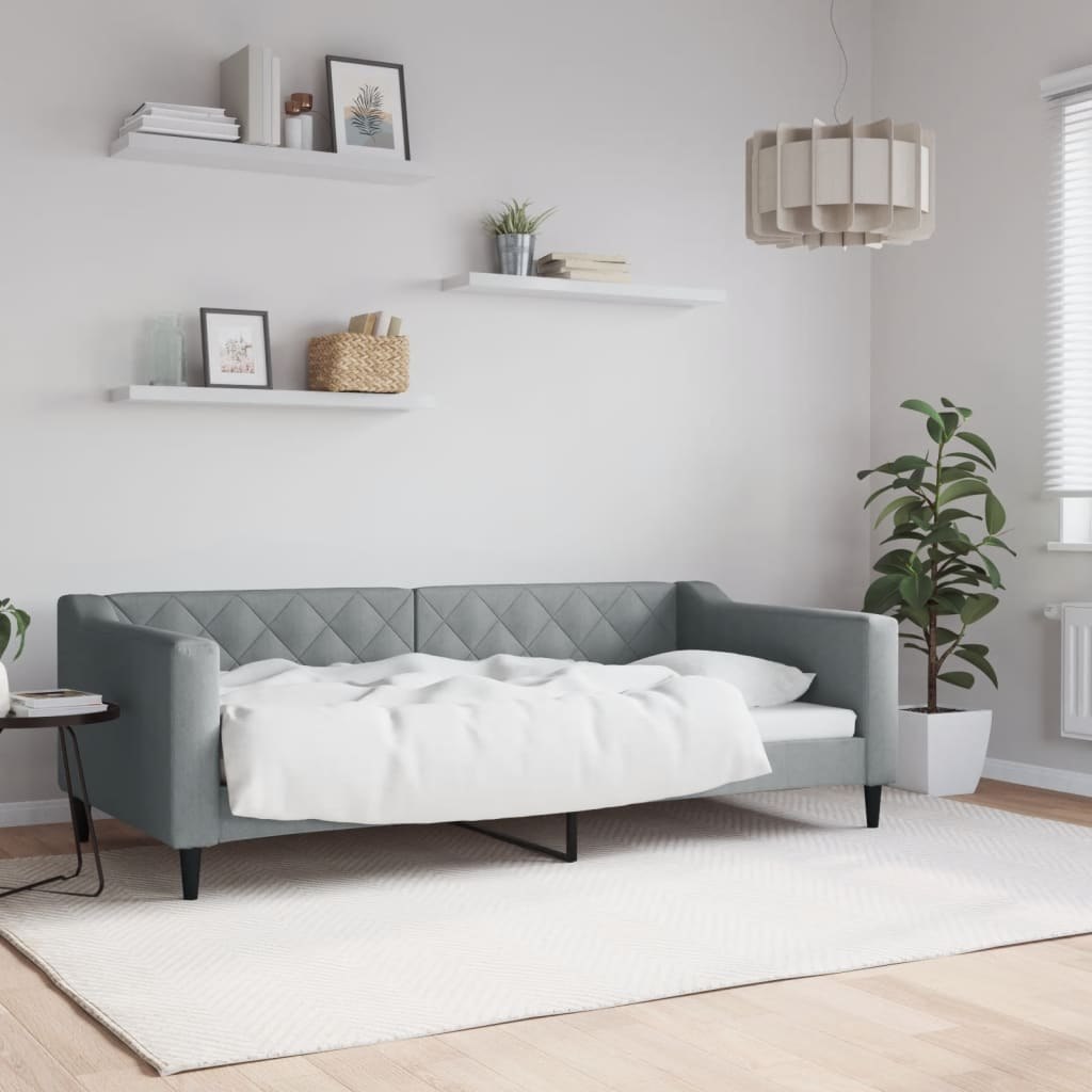Sofa z funkcją spania, jasnoszara, 90x190 cm, obita tkaniną Lumarko!