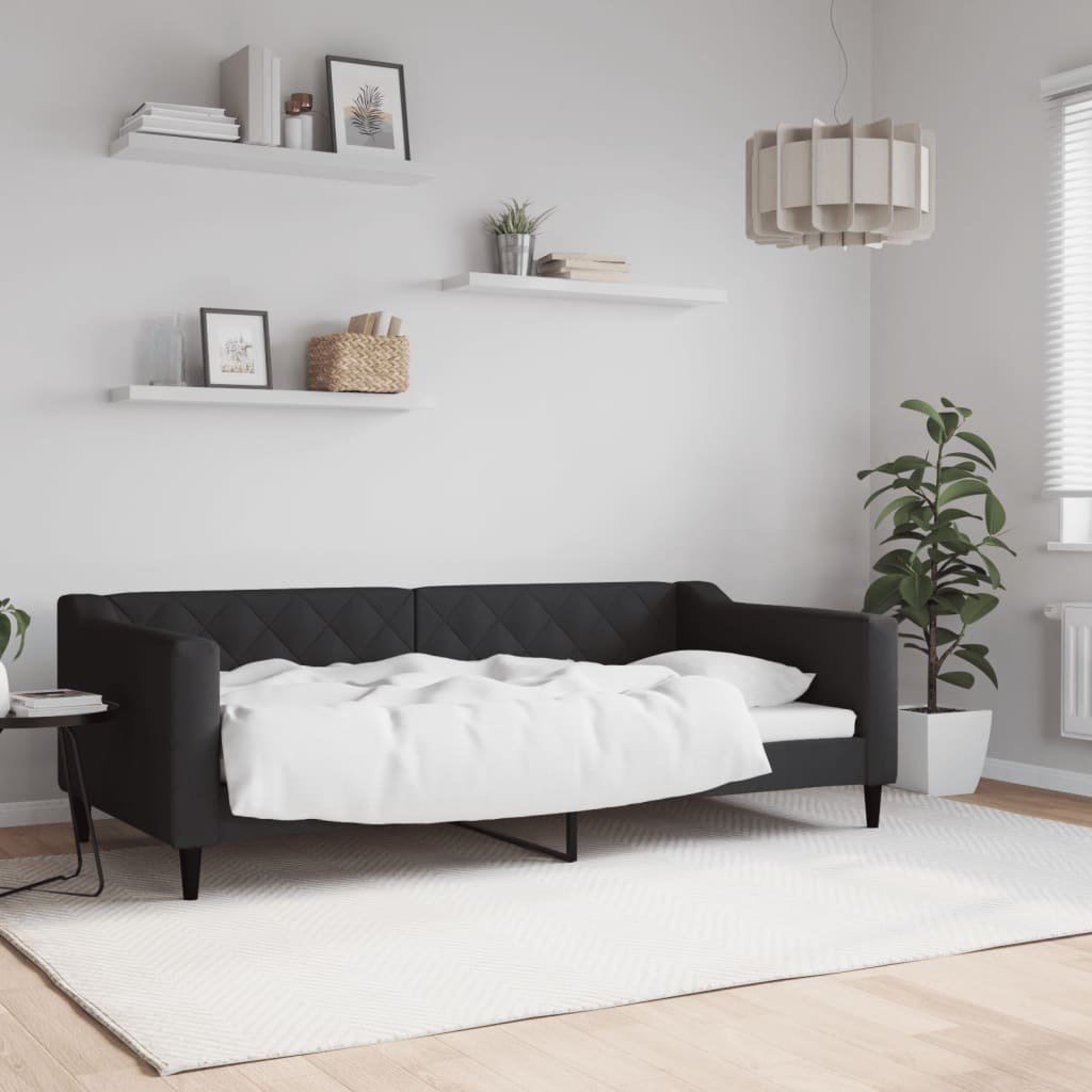 Sofa z funkcją spania, czarna, 90x190 cm, obita tkaniną Lumarko!