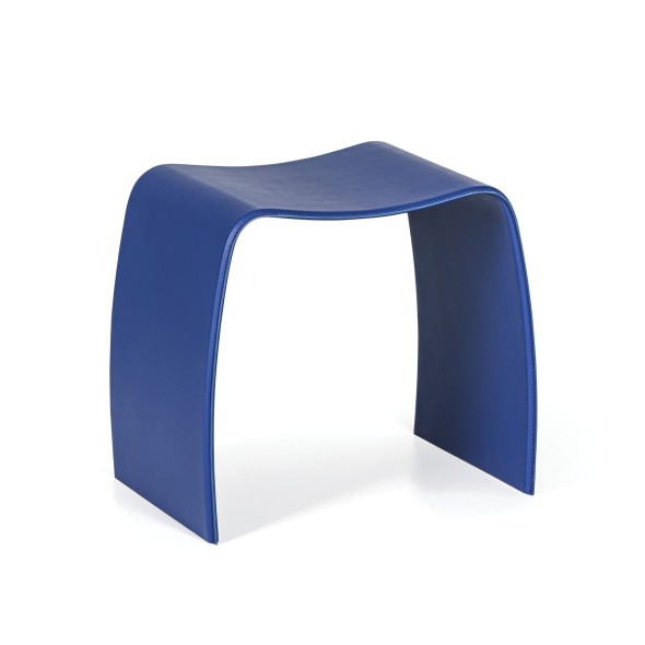 Drewniany stołek BENTWOOD II, eko skóra, niebieski
