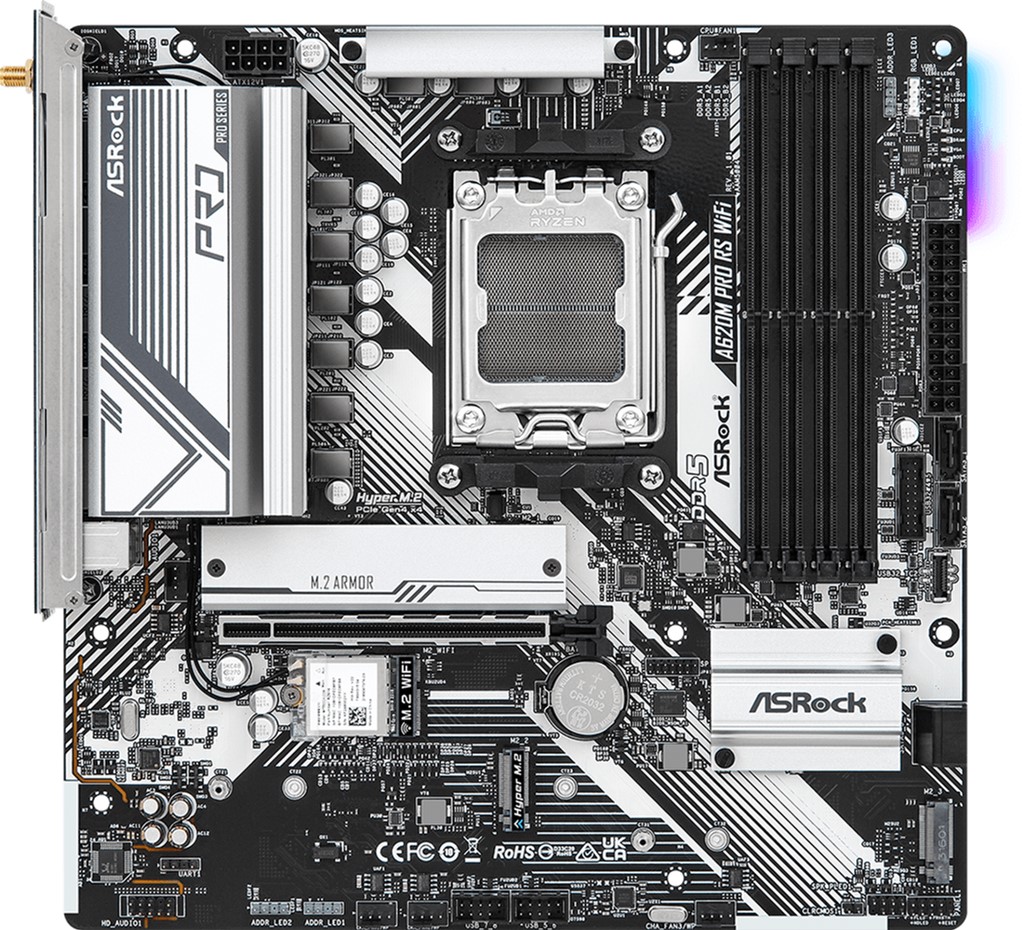 Płyta główna ASRock A620M Pro RS WiFi (AM5, AMD A620, PCI-Ex16)