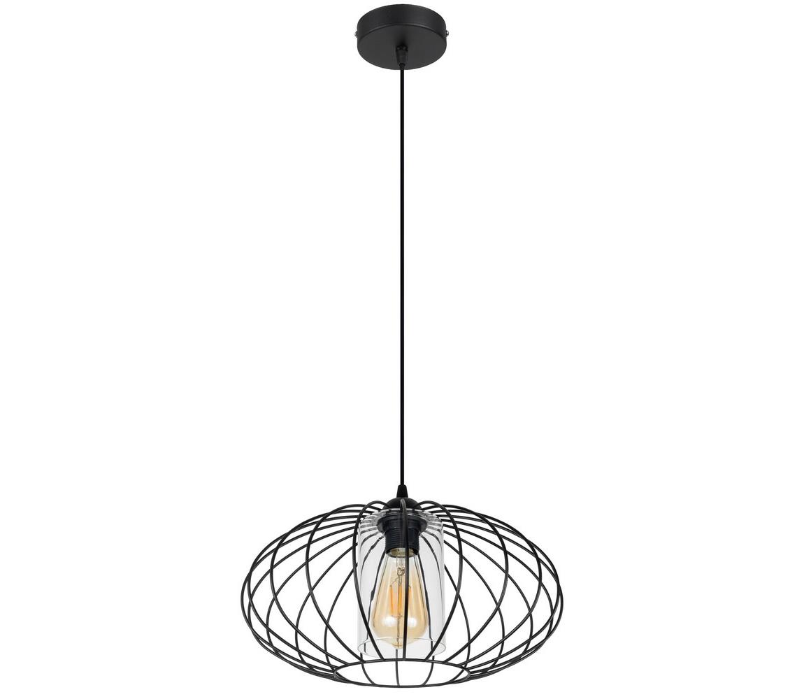Żyrandol na lince CORRINI 1xE27/60W/230V śr. 34 cm czarny/przezroczysty