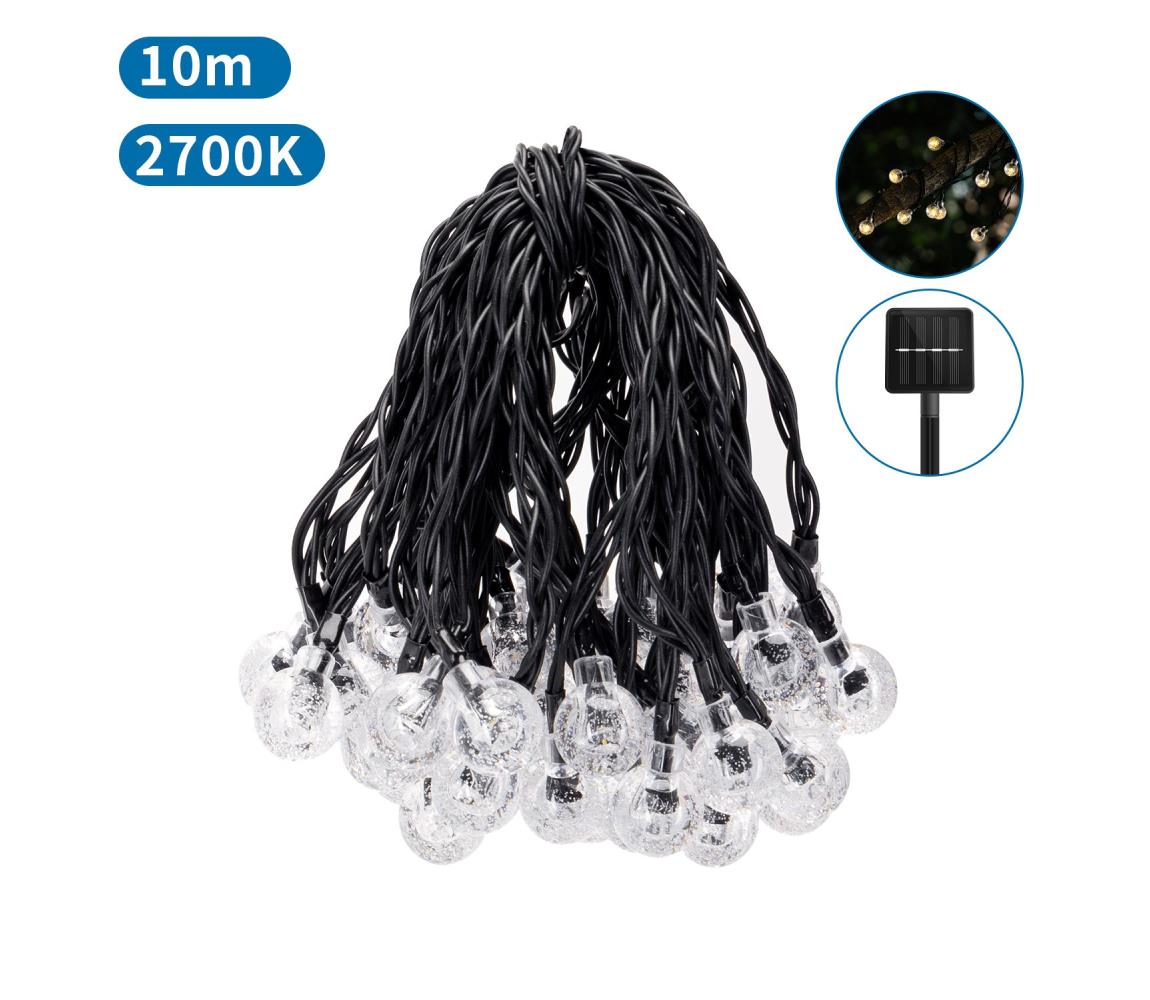 Aigostar - LED Solarny łańcuch ozdobny 50xLED/8 funkcji 12m IP65 ciepła biel