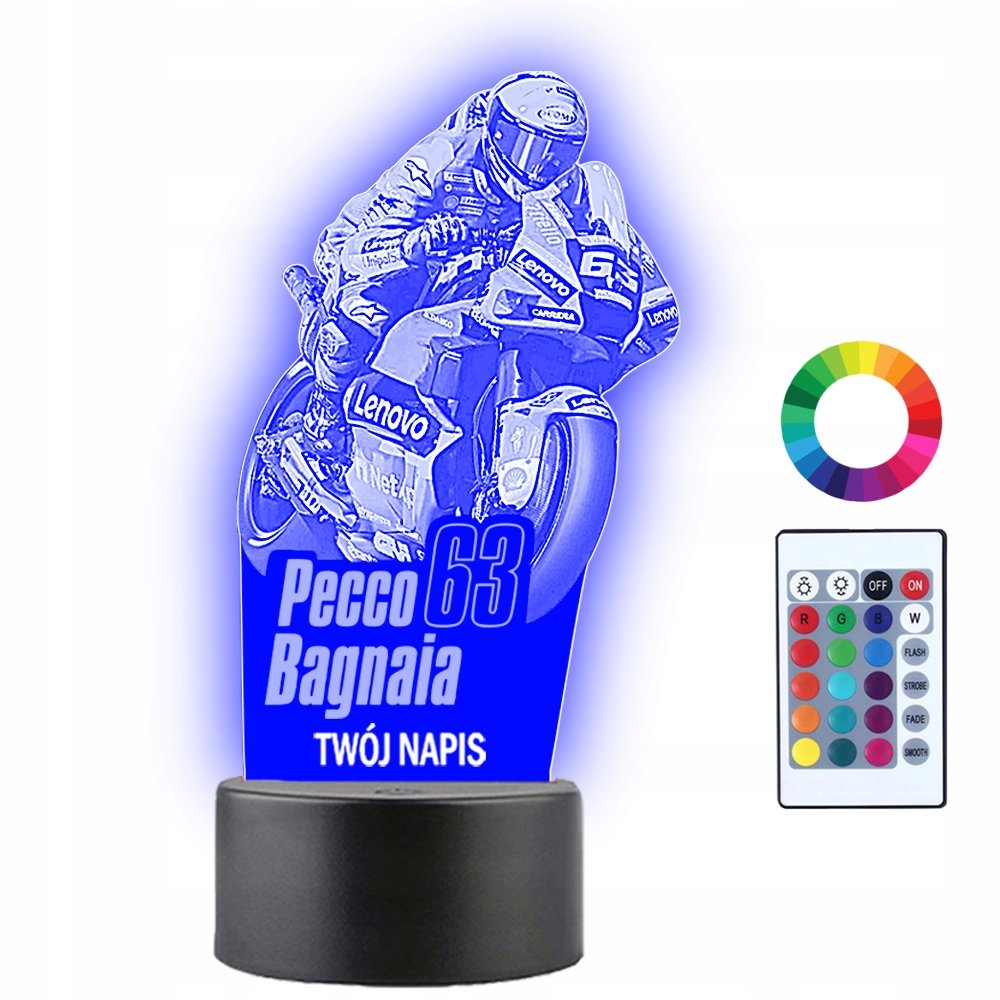 Lampka Nocna 3D LED Pecco Bagnaia Prezent
