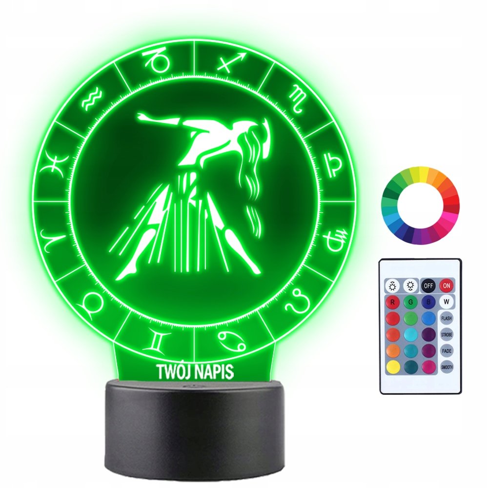 Lampka Nocna 3D LED Panna Znak Zodiaku Prezent