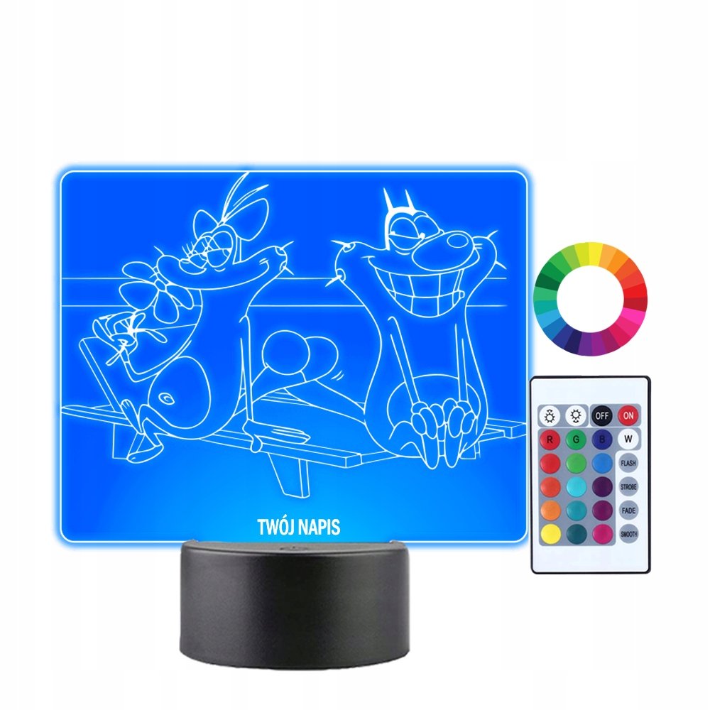 Lampka Nocna 3D Led Oggy I Karaluchy Olivia
