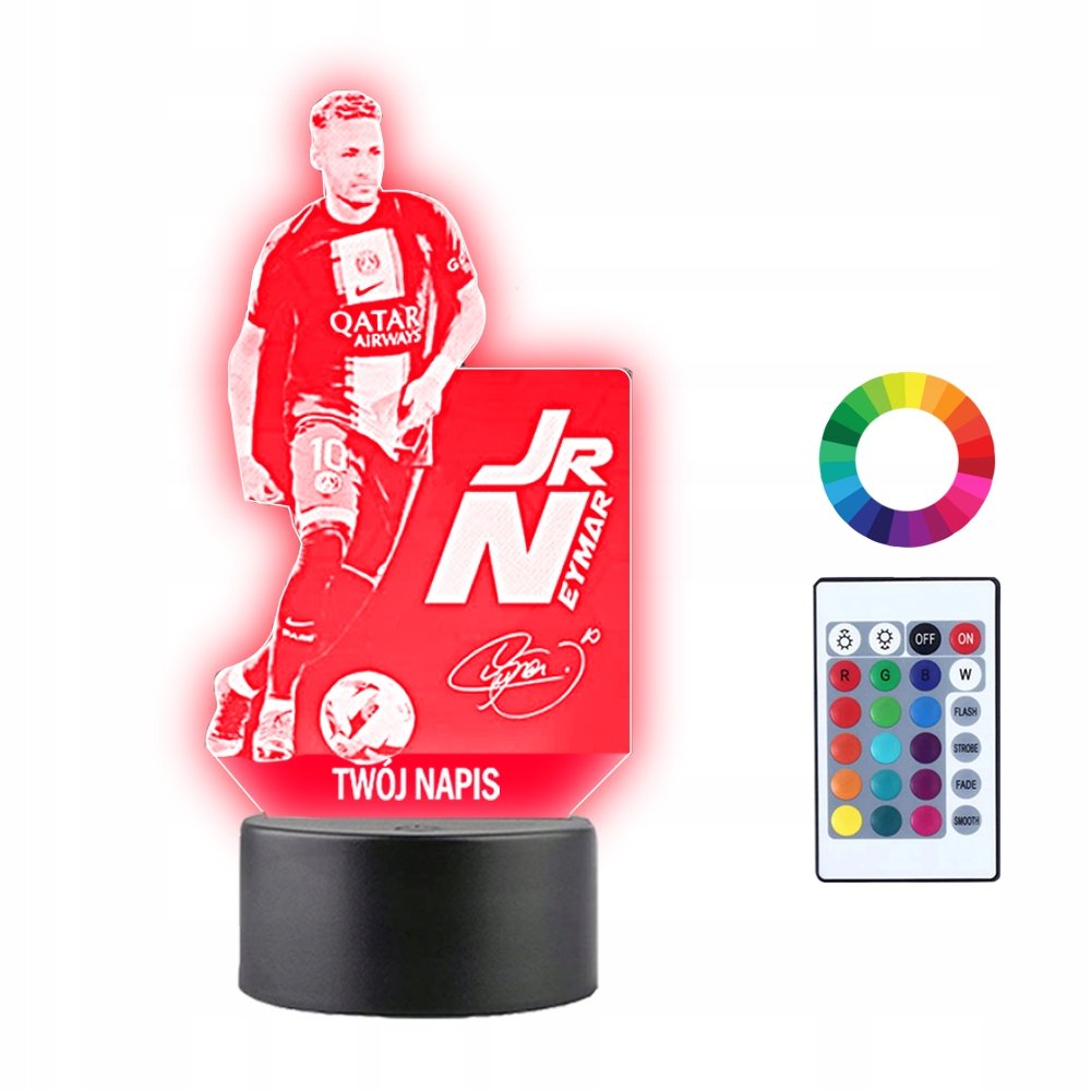 Lampka Nocna 3D LED Neymar Piłkarz Prezent