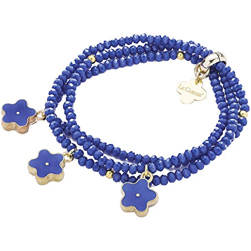 Le Carose Bransoletka damska kolekcja rumianku. Elastyczna bransoletka z brązu z kwiatami w kolorze niebieskim. Bransoletka o średnicy 6. 5 cm. Referencja to rumianek niebieski, Medium, Stal stopowa,