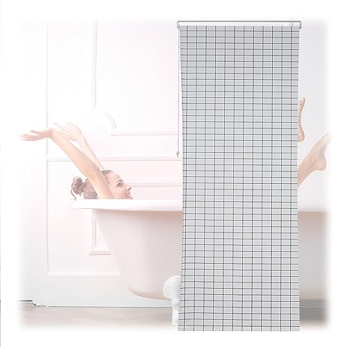 Relaxdays Roleta prysznicowa, półprzezroczysta zasłona łazienkowa z PCW, do wanny i prysznica, 100 x 240 cm, wodoodporna, biała/czarna