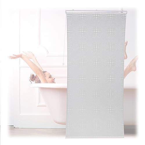 Relaxdays Roleta prysznicowa, półprzezroczysta zasłona łazienkowa, wanna i prysznic, 120 x 240 cm, wodoodporna, montaż sufitowy, biała