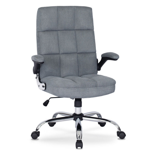 Szary Fotel Tapicerowany Biurowy Pikowany 120 Cm M6-K51