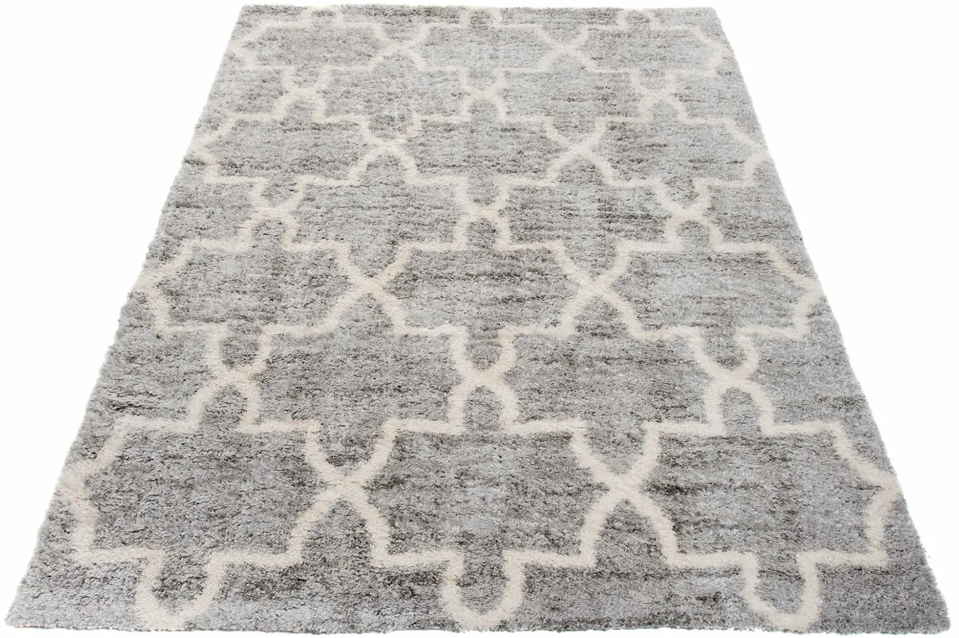 Szary dywan shaggy w marokańską koniczynę M0-N50