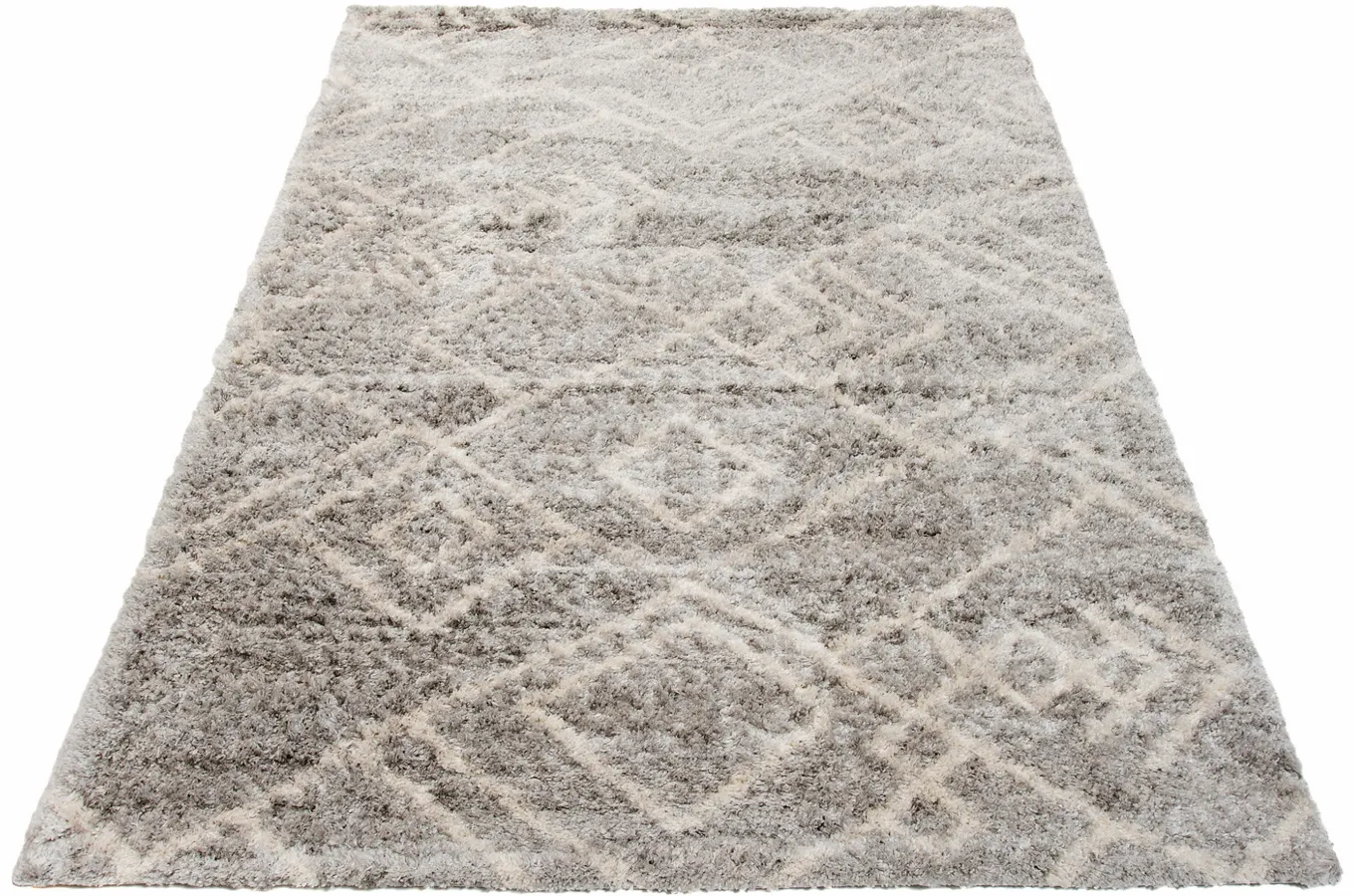 Szary dywan z długim włosiem w stylu skandynawskim H1-C40