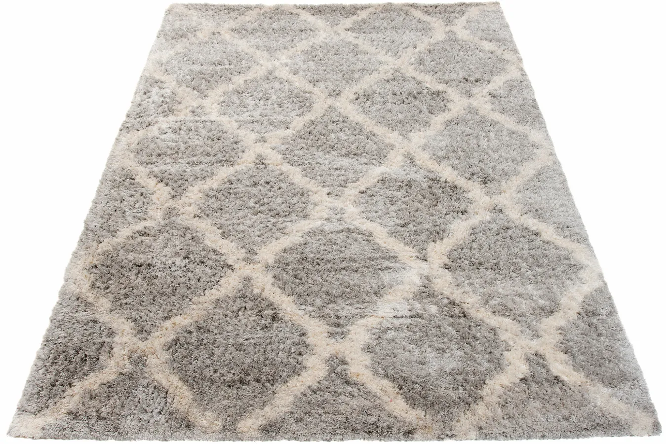 Prostokątny szary dywan w grubą kratę G6-N35