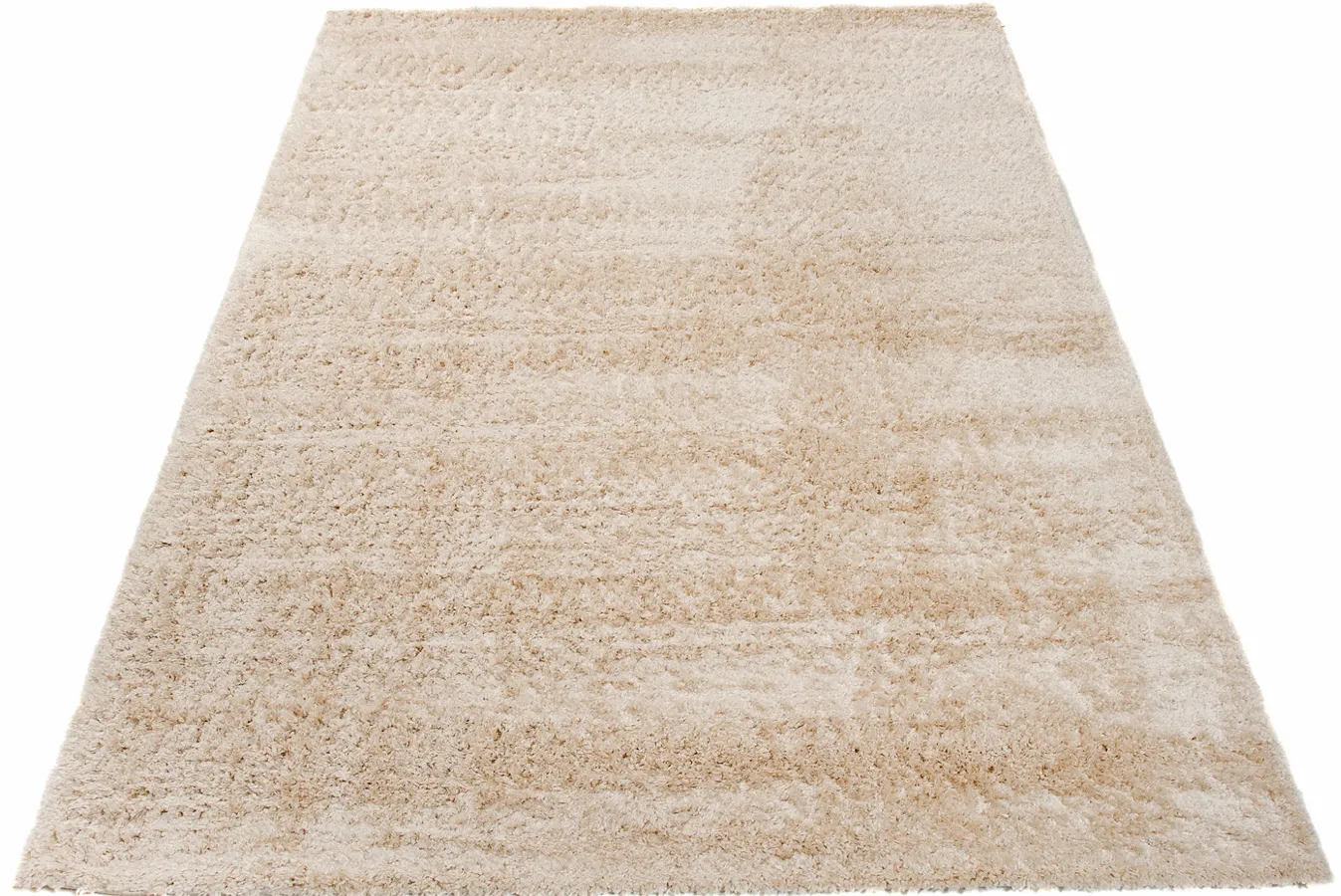 Beżowy Prostokątny Dywan Shaggy D7-D82