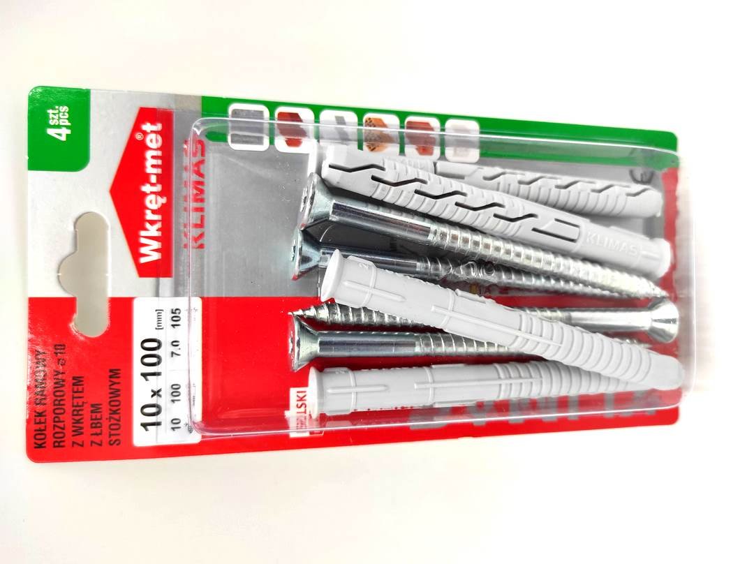 WKRĘT-MET Kołek ramowy z łbem stożkowym i gniazdem krzyżowym 10 mm x 100 mm