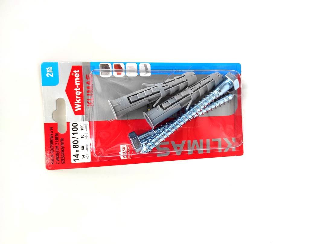 WKRĘT-MET Kołek rozporowy z wkrętem do drewna z łbem 6-kątnym 14 mm x 100 mm