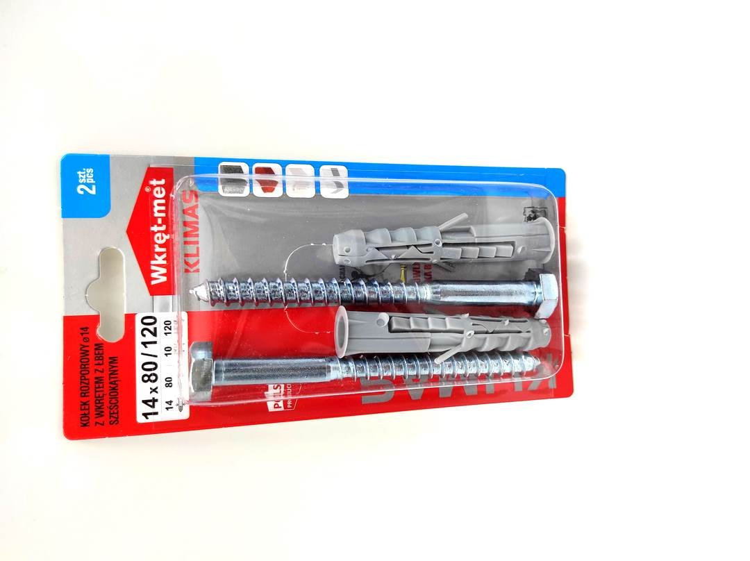 Wkręt-Met Kołek rozporowy z wkrętem do drewna z łbem 6-kątnym 14 mm x 120 mm