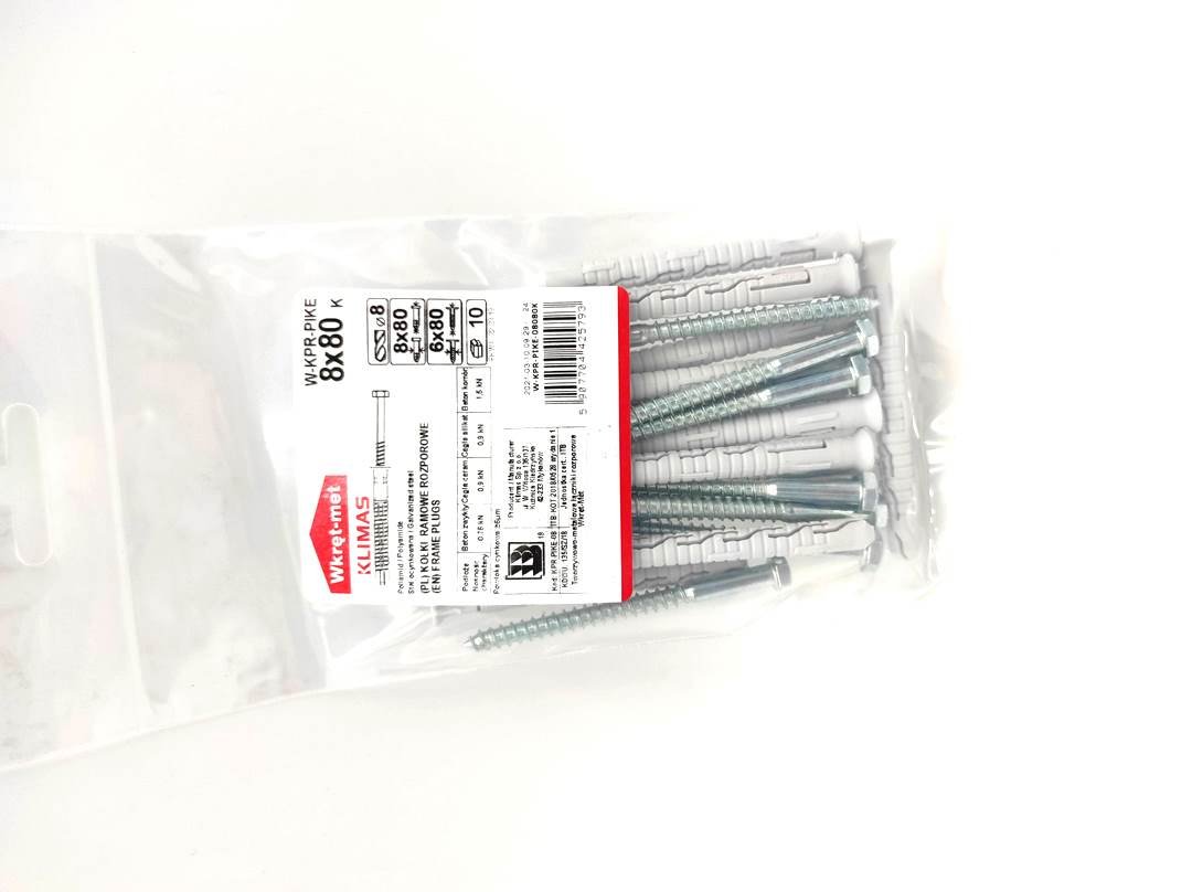 WKRĘT-MET Kołek ramowy z łbem 6-kątnym 8 mm x 80 mm