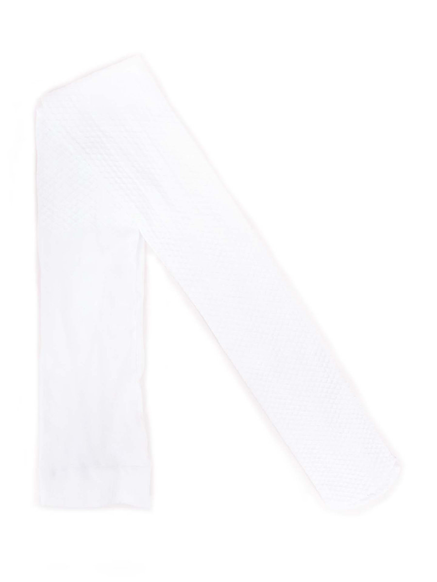 Rajstopy dziecięce, mikrofibra, białe, ze wzorem waflowym 80 DEN, 140-146