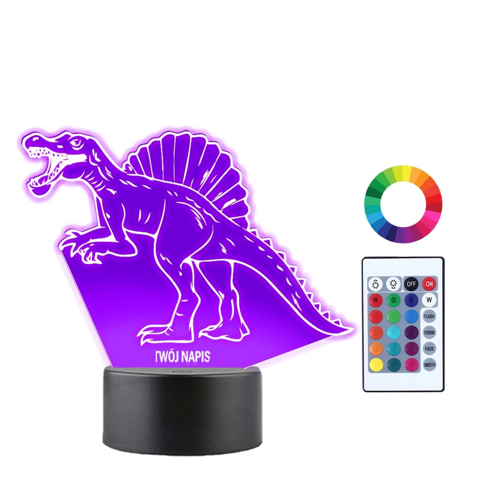 Lampka Nocna 3D LED Spinozaur Dinozaur Prezent
