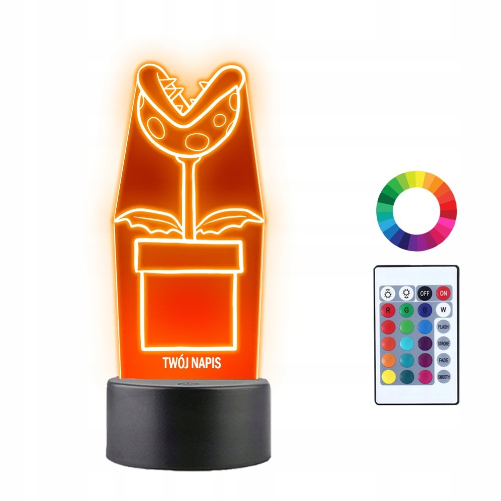 Lampka Nocna 3D Led Super Mario Kwiat Pirani