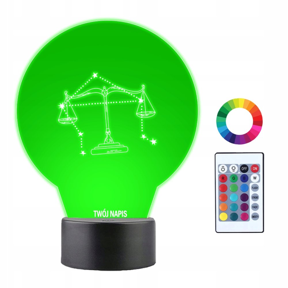 Lampka Nocna 3D LED Waga Znak Zodiaku Prezent