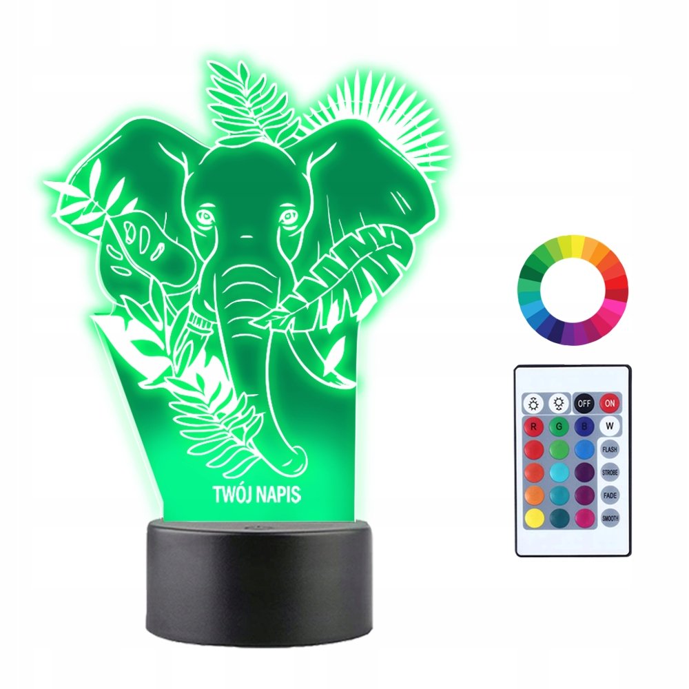 Lampka Nocna 3D Led Słoń Indyjski Prezent