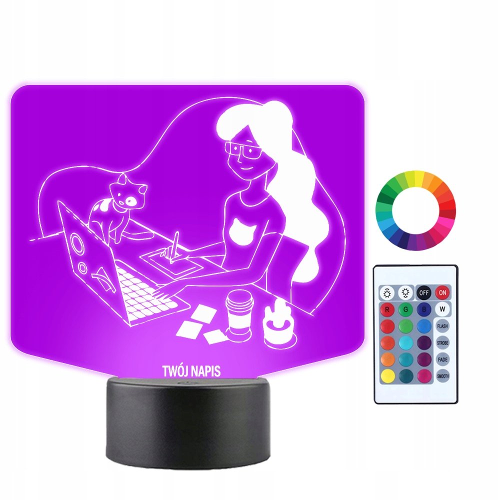 Lampka Nocna 3D LED Zawód Graficzka Komputerowa