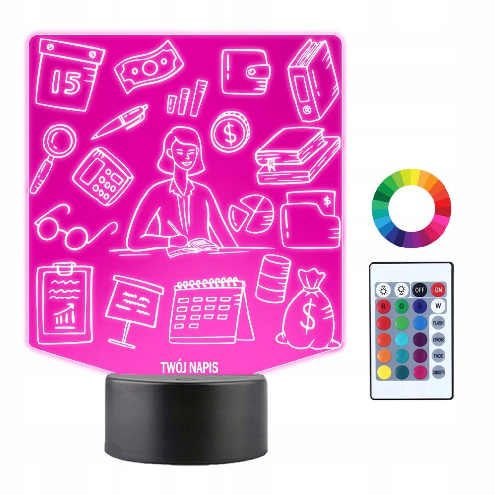 Lampka Nocna 3D Led Zawód Księgowa