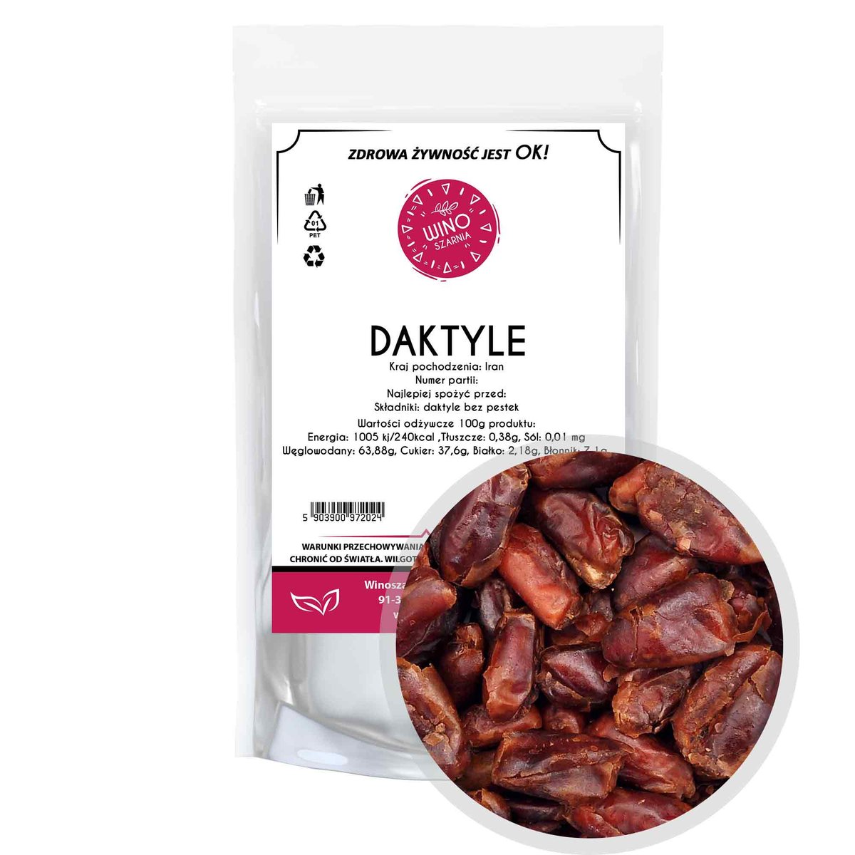 Daktyle suszone bez pestek - 500g