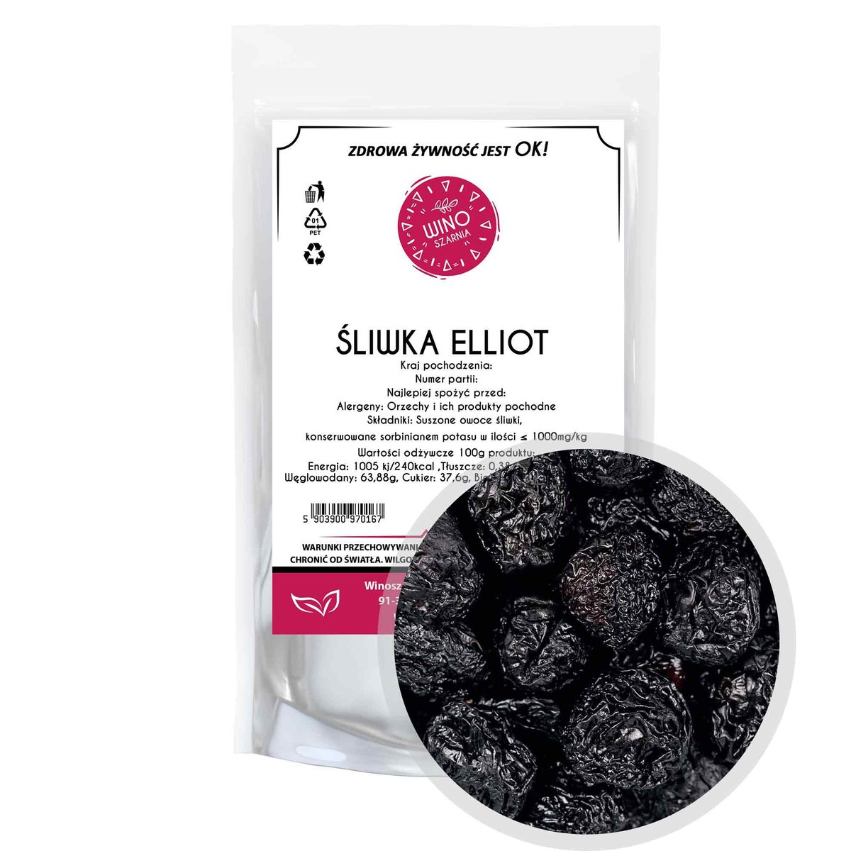 Śliwka Suszona Elliot - 500g