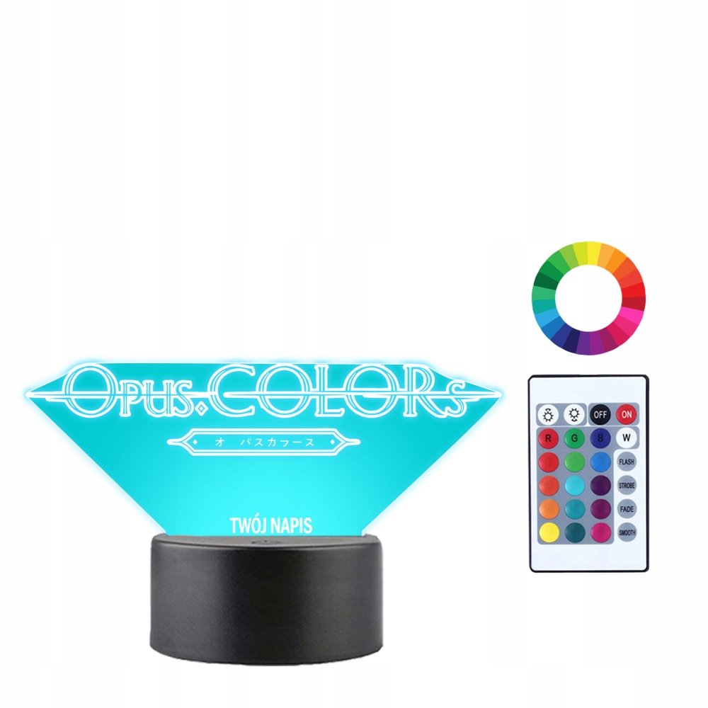 Lampka Nocna 3D LED Opus Colors Logo Anime