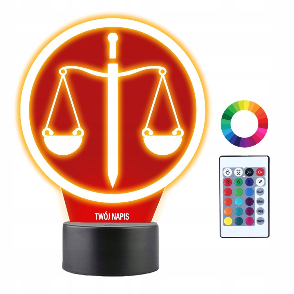 Lampka Nocna 3D LED Waga Symbol Sprawiedliwości