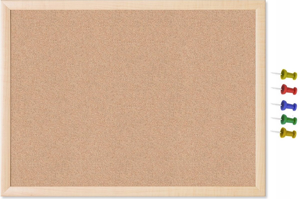 Tablica Korkowa Drewniana Rama 50X70 Duża +Pinezki