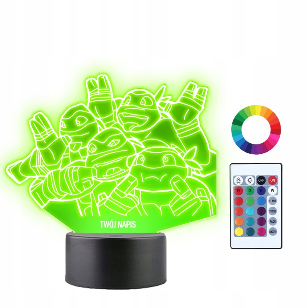 Lampka Nocna 3D Led Wojownicze Żółwie Ninja