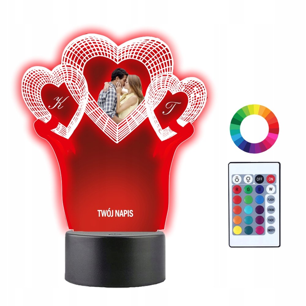 Lampka Nocna 3D Led Twoje Zdjęcie Zakochani