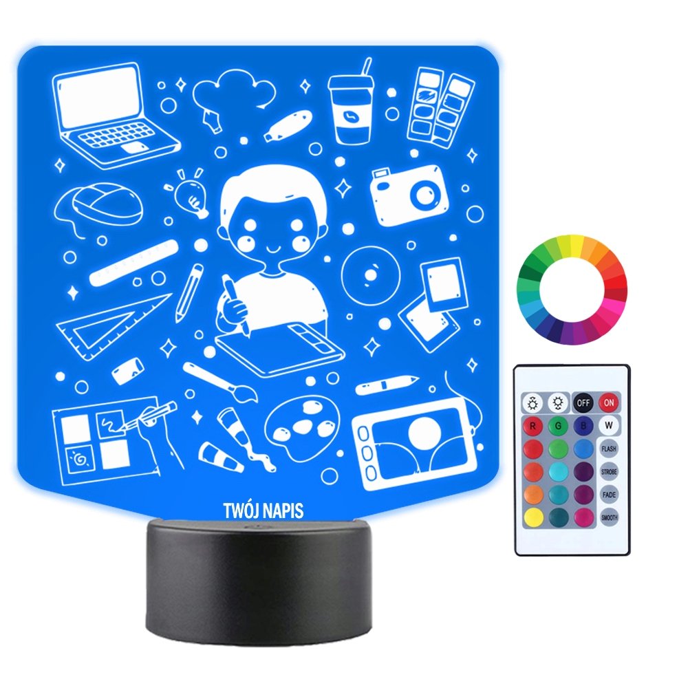 Lampka Nocna 3D LED Zawód Grafik Komputerowy