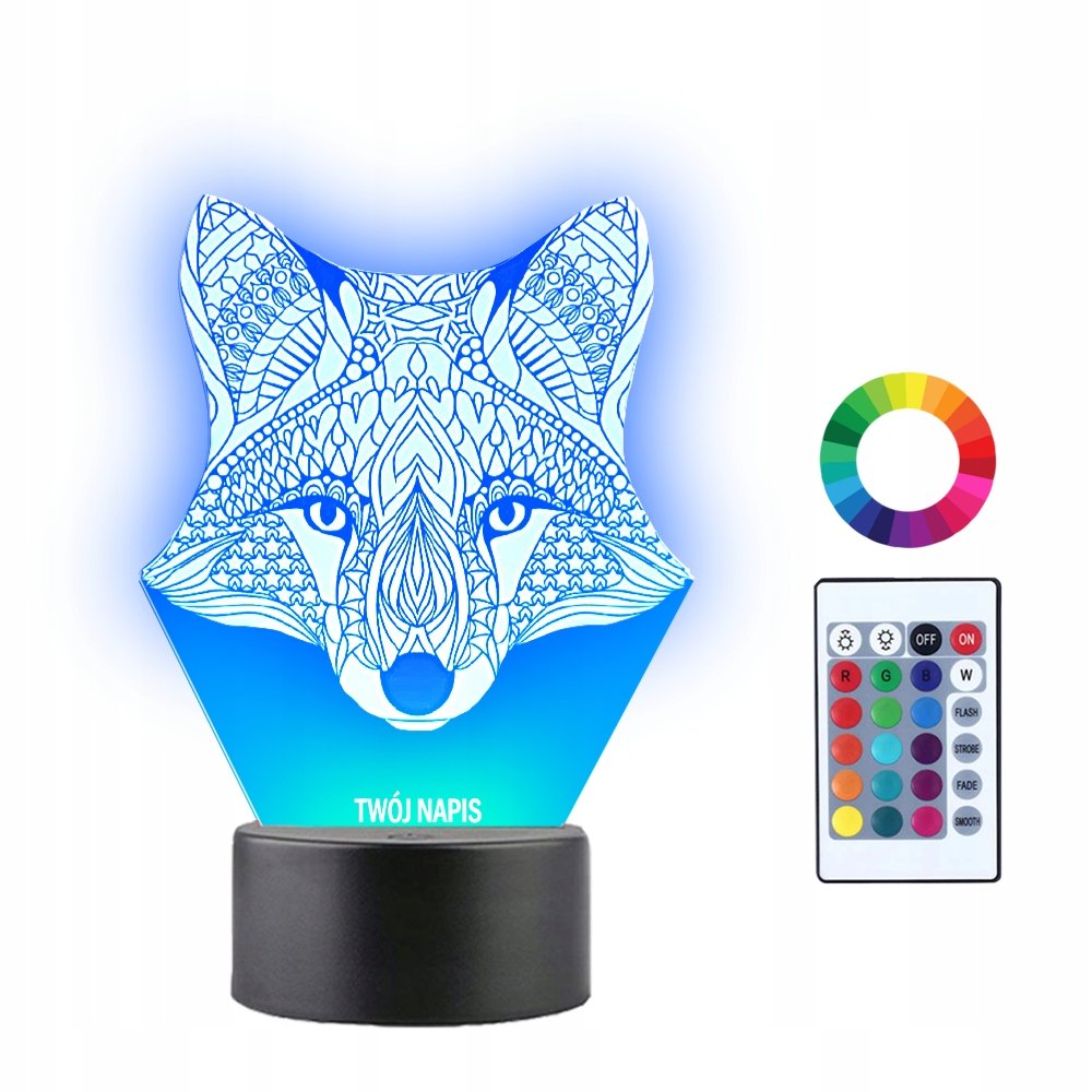 Lampka Nocna 3D LED Głowa Lisa Lis Prezent