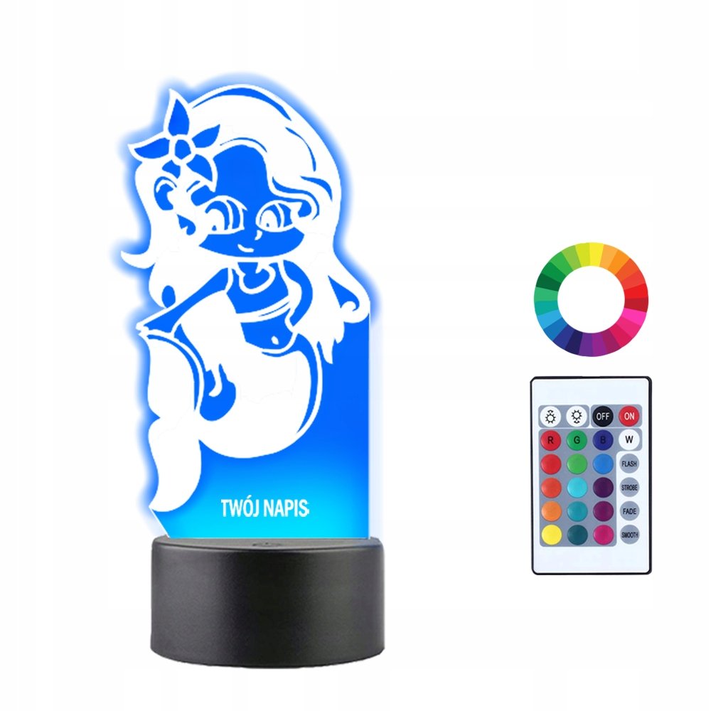 Lampka Nocna 3D LED Syrena Syrenka  Prezent