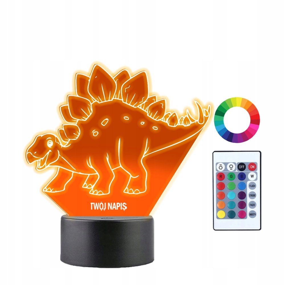 Lampka Nocna 3D Led Stegozaur Dinozaur Prezent