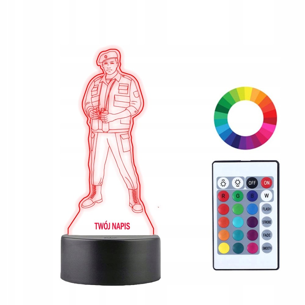 Lampka Nocna 3D LED Żołnierz Armia Wojsko
