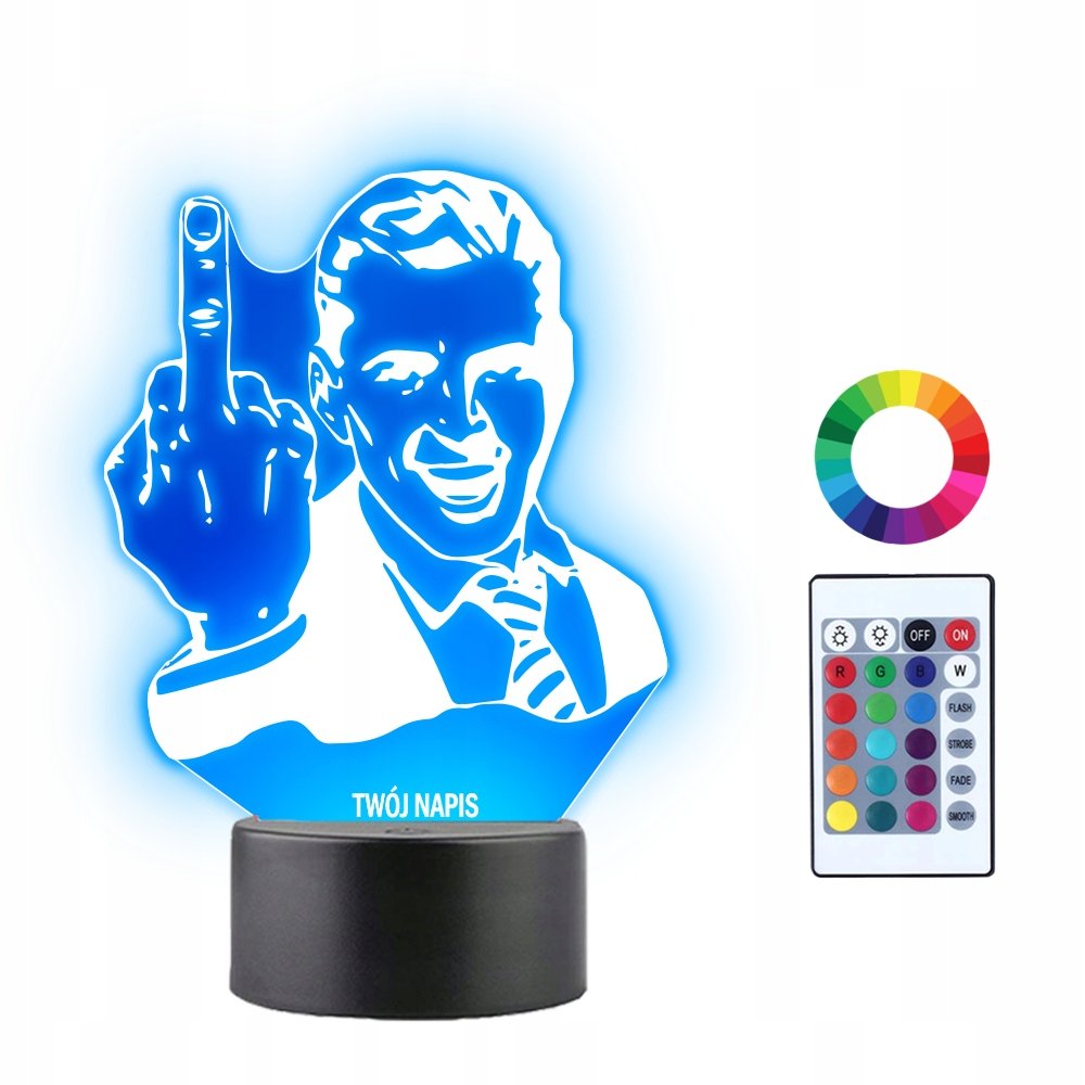 Lampka Nocna 3D LED Środkowy Palec Mem Prezent